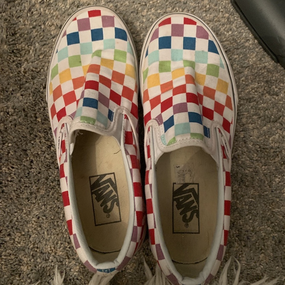 rainbow checkered vans